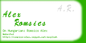 alex romsics business card